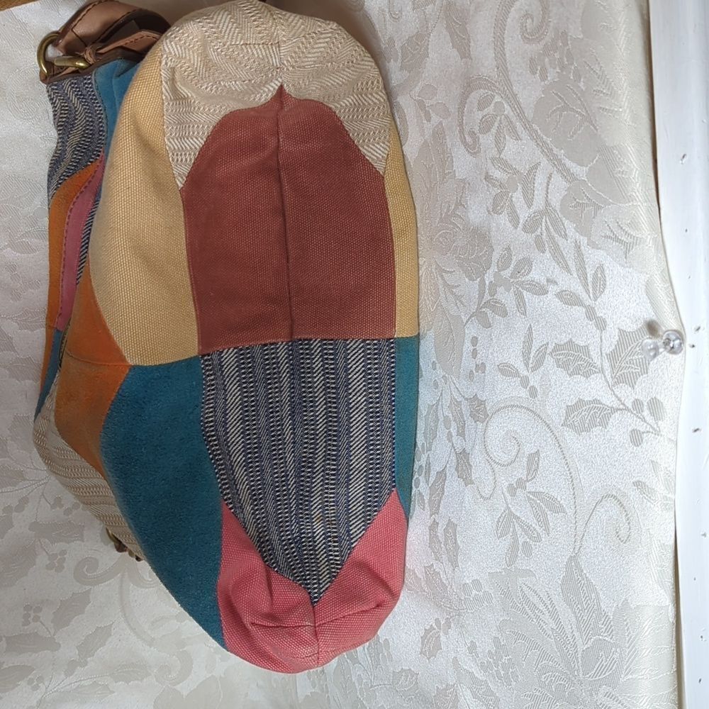 Fossil Patchwork Suede And Fabric Boho Festival B… - image 8